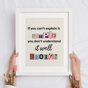 Se você não consegue explicar de forma simples, você não entende bem Poster de arte de parede, camiseta, caneca SVG e arquivo PDF funciona com Cricut, Silhouette Cameo