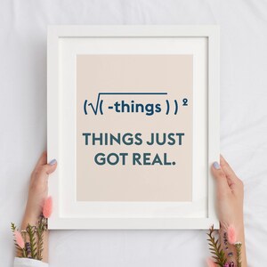 Coisas negativas ficaram reais, pôster de arte de parede de matemática, camiseta, caneca, arquivo SVG, funciona com Cricut, Silhouette Cameo