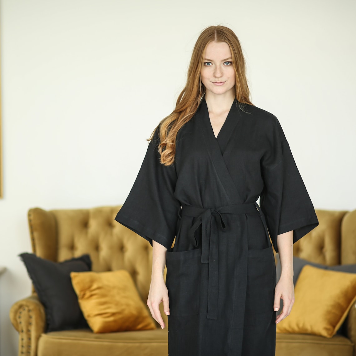 Maternity dress rental. Linen bathrobe. Plus size robe. Long Etsy