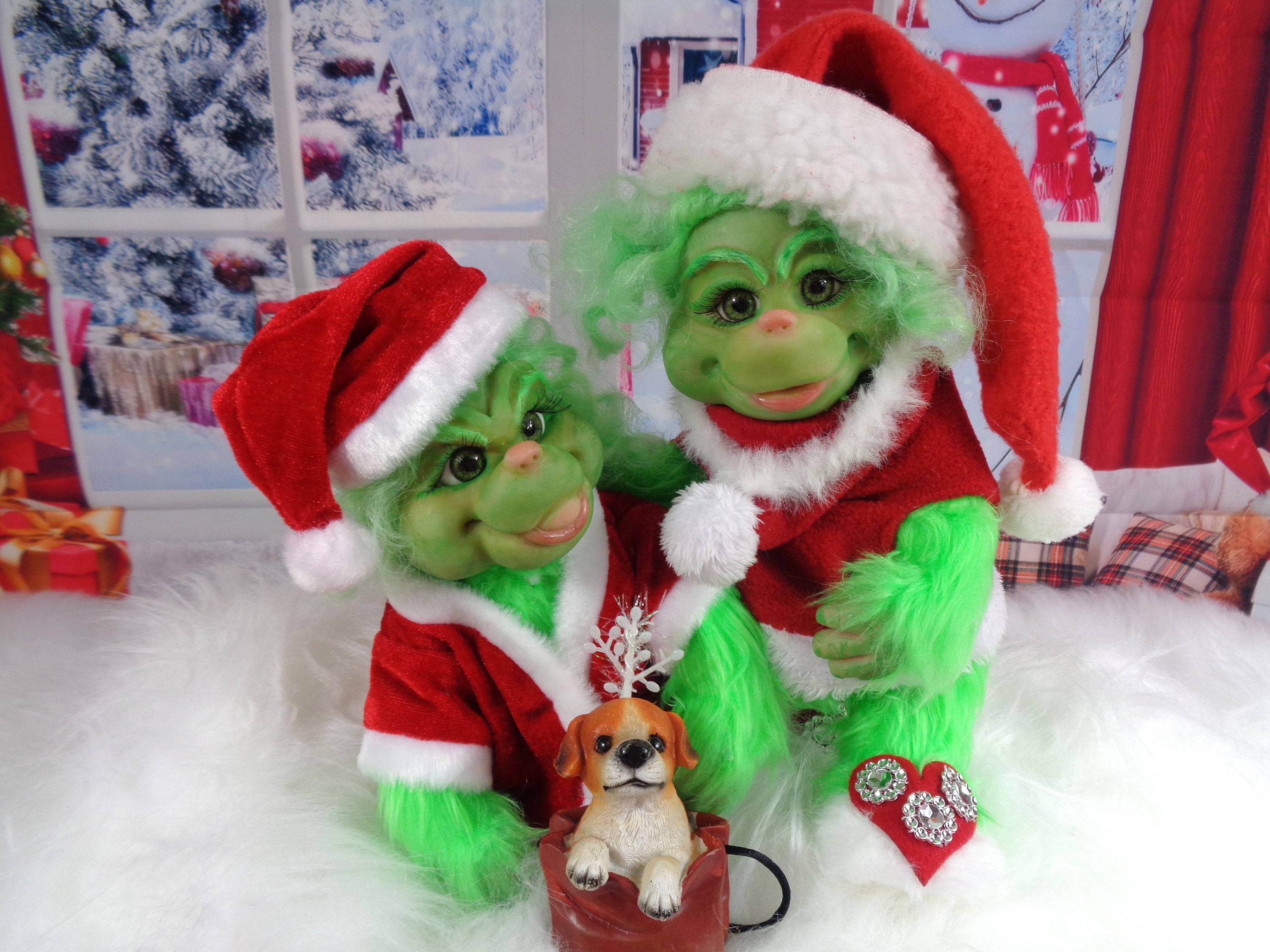Baby Grinch Stuffed Animal 1pc Christmas Doll, 10 Green Stuffed