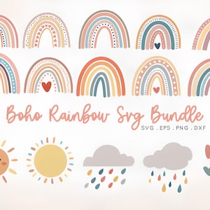 Boho Rainbow Bundle | Cute Rainbow SVG| Boho Rainbow Clipart | Rainbow SVG | Hand Drawn Rainbow | Rainbow Clipart |  Boho Stickers