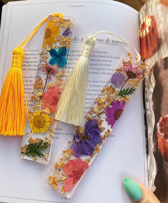 Handmade Bookmarks Encrusted With Dried Flowers And Gold Etsy Handmade Bookmarks Encrusted With Dried Flowers And Gold Etsy