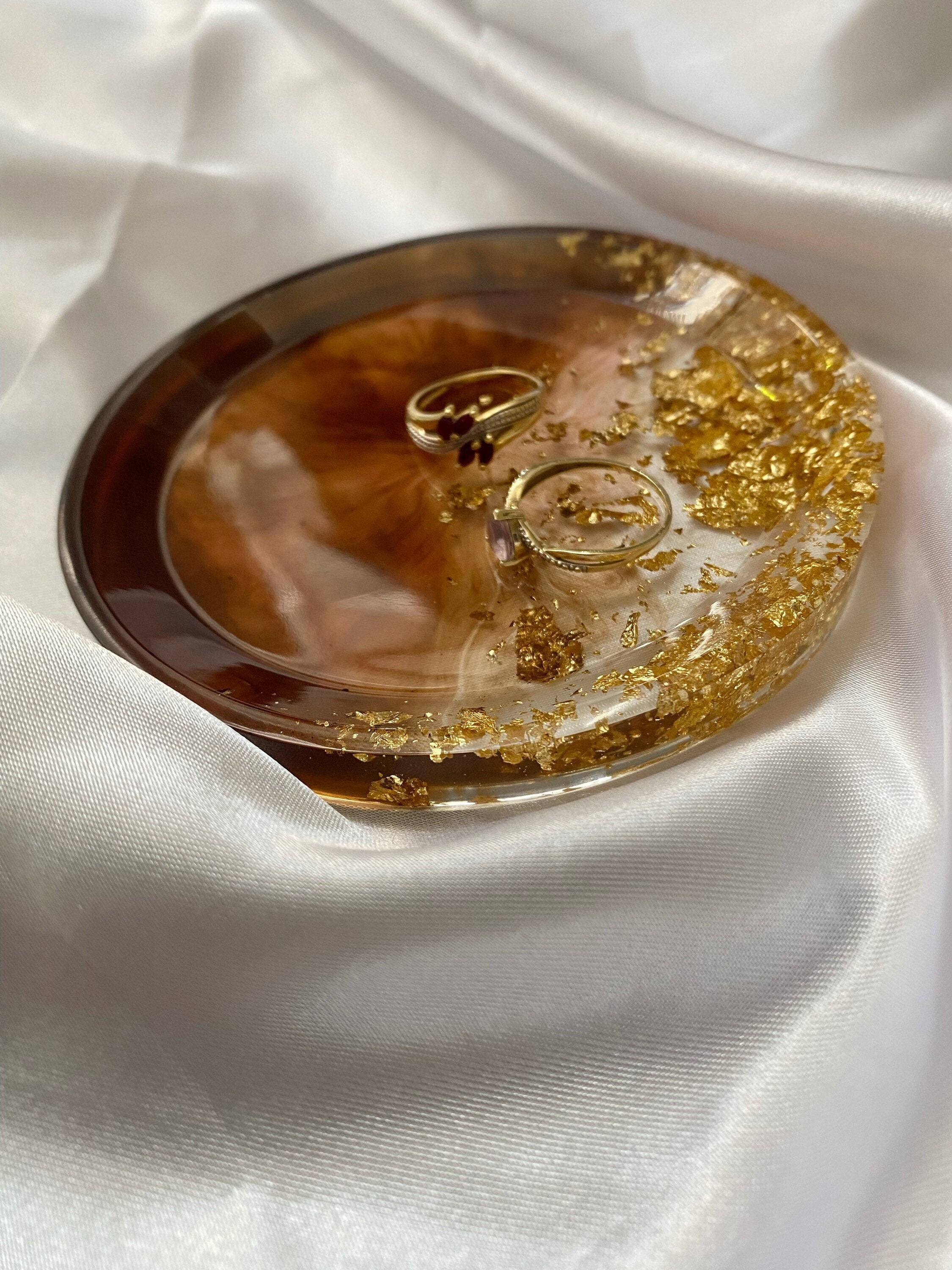 Coupelle à Bijoux Fait Main en Résine et Personnalisable | Transparent, Coloré Feuille d'or, Rangeme