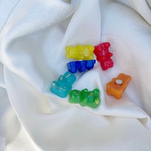 Lot de 6 aimants magnets oursons gélifiés colorés bonbons dans un pochon, cadeau déco intérieur cuisine food gourmandise idée original frigo image 3