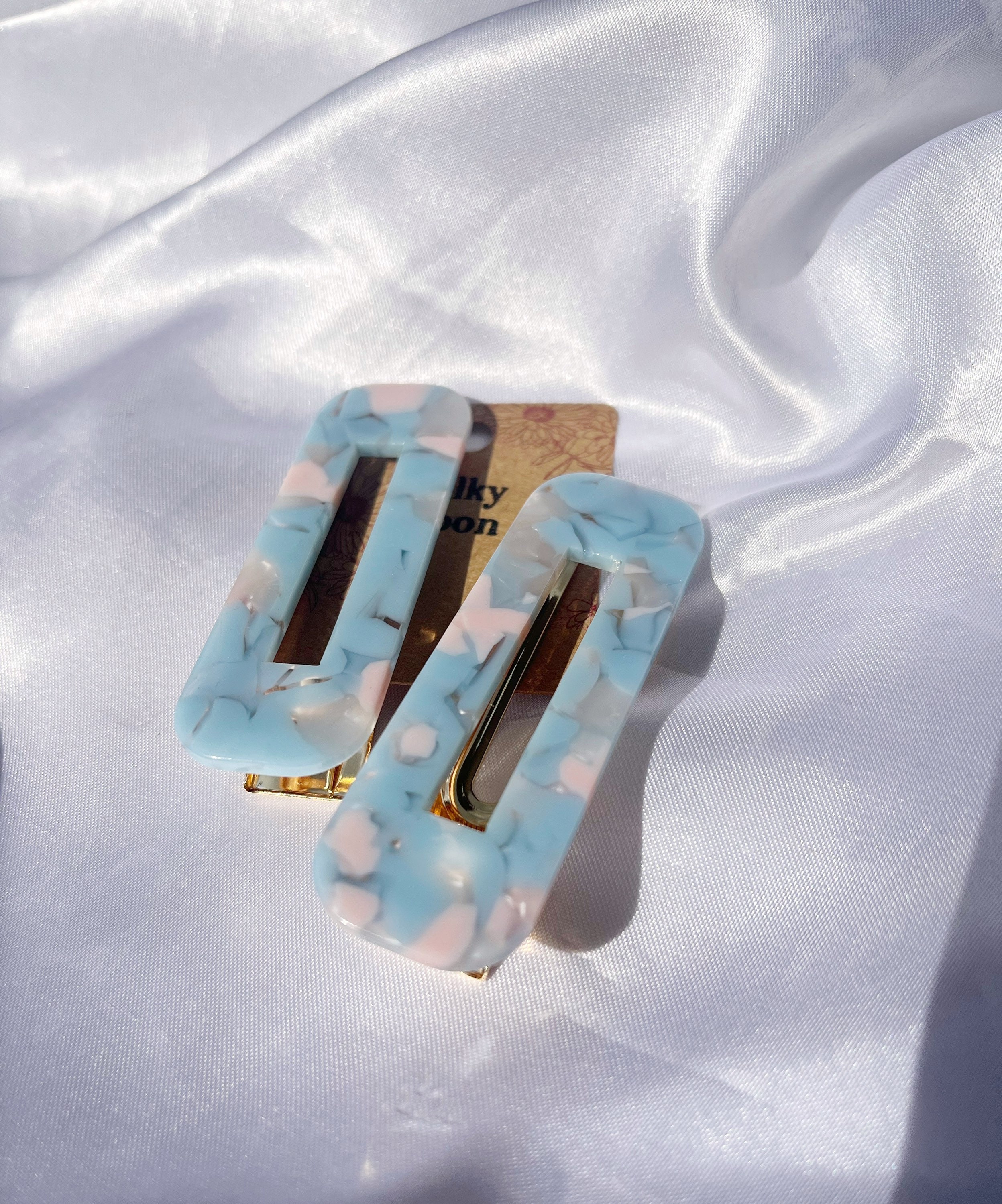 Pastel Blue and Pink Hair Barrettes Resin Hairstyle Accessory Etsy UK