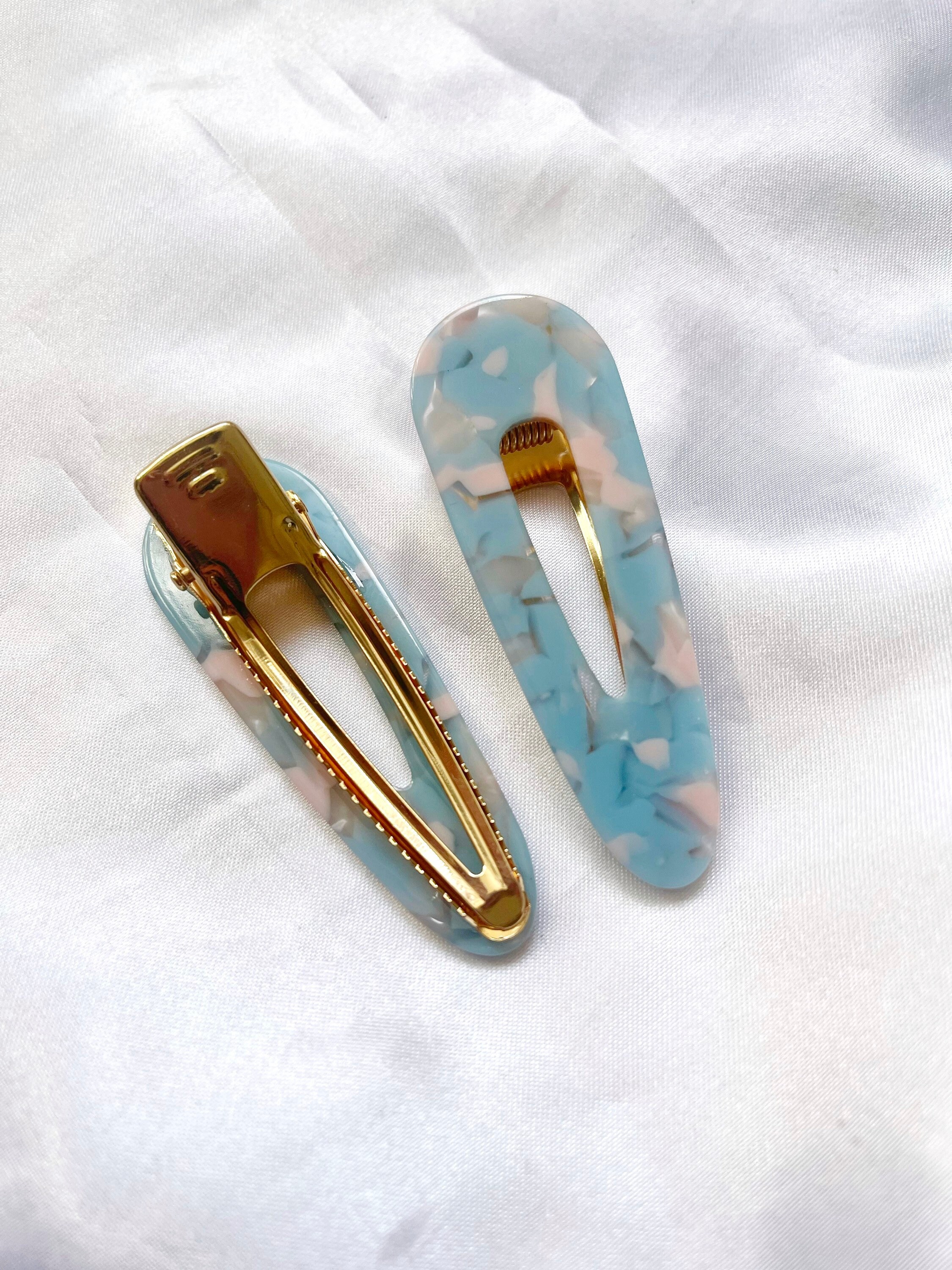 Pastel Blue and Pink Hair Barrettes Resin Hairstyle Accessory Etsy UK