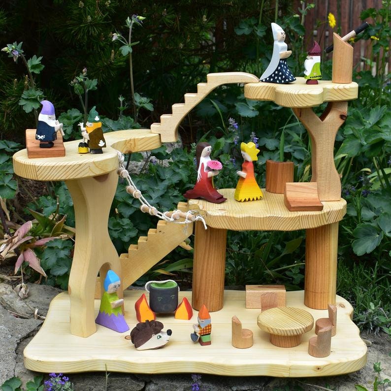 Wooden Doll House Fairytale Toy House Log House On Tree Etsy