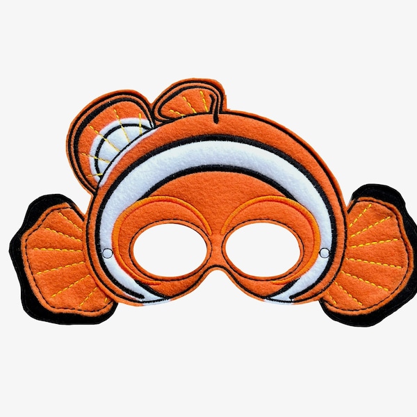 TS Clownfish Mask Appliqué Embroidery File for 6x10, 11x7, 13x7 Hoops, Instant Download, 8 Versions for Adult and Child