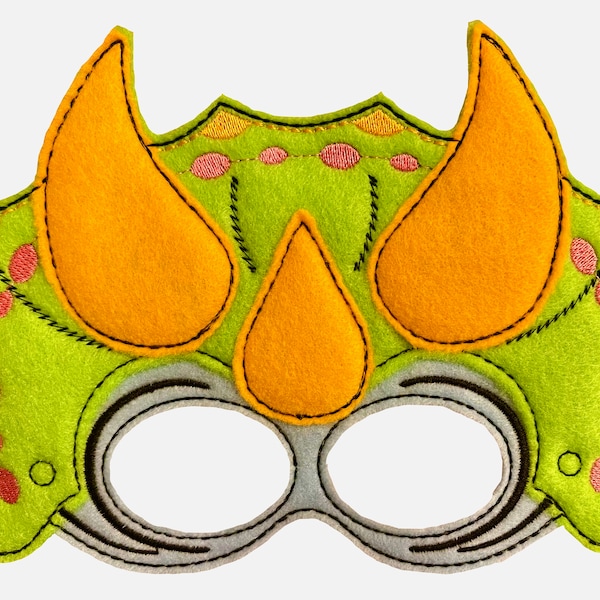 Triceratops Mask Machine Embroidery Design for Felt, 5x7, 6x10 Child Sizes, 6x10 Adult Size, Embroidery Stitch File Instant Download