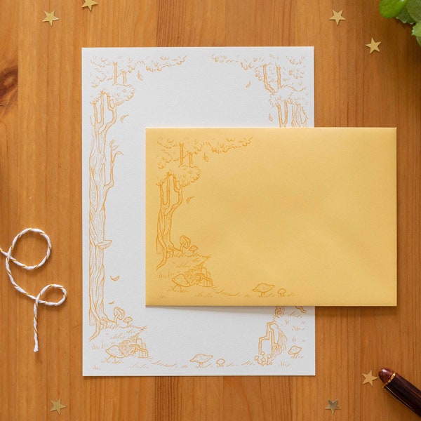 Letter Paper “Little Forest” / 15pcs Autumn Stationery / Autumn Picturebook Fairy Tale Stationery / Pen Pal Gift / Letter Paper