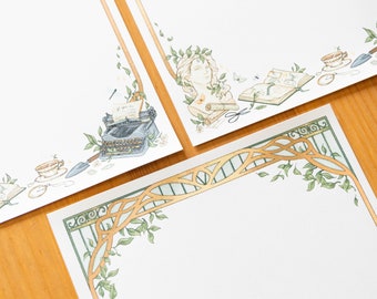 Letter Paper “Green Academia” / 15 piece Greenhouse Aesthetic Stationery Set / Botany / Letter Writing Set / Penpal Gift / Cottagecore