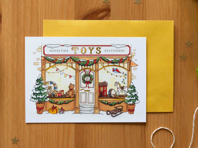 Postcard Little Christmas Shop / Postkarten Kleiner Weihnachtsladen / Winter Stationery / Weihnachtskarten image 1