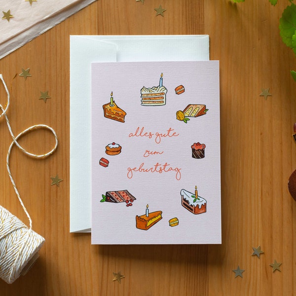 Postcard “Alles Gute zum Geburtstag” / Klappkarte “Alles Gute zum Geburtstag” / Birthday Stationery / Geburtstagskarte
