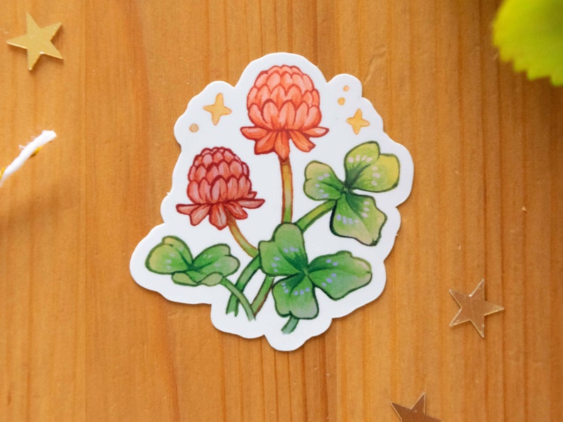 Holographic Sticker Red Clover / Cut Out Stickers / Bullet Journal Stickers image 2