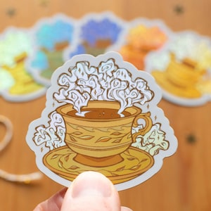 Holographic Sticker “Magic Teacup” / Cut Out Stickers / Bullet Journal Stickers / Hologram / Tea / Tea Lover Gift /Magic Potion Sticker