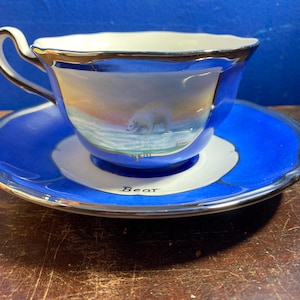 Studio Pottery Cup & Saucer With Polar Bear Design