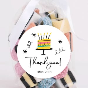Birthday Stickers Name Stickers Cake Stickers Personalised Birthday Party Thank You Stickers Party Favour Sticker