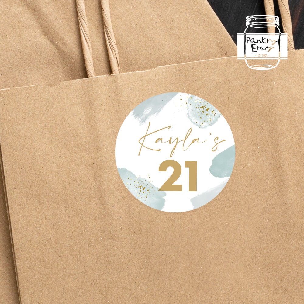 21st Birthday Stickers Name Stickers Personalised Watercolour Happy 21 ...