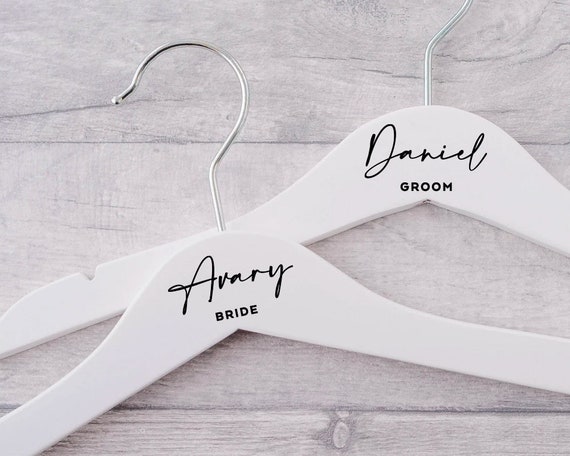 Custom Sticker Wedding Hanger Name Label Wood Hanger Label - Etsy Australia