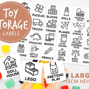Toy Storage Labels Large 15cm Height Toy Storage Stickers Toy Box Sticker Toy Storage Playroom Classroom Organisation