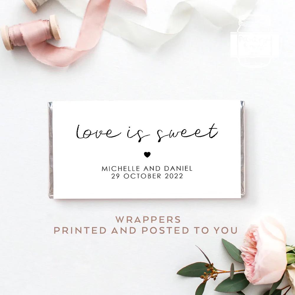 Wrapper Sticker Wrappers Only 8pcs Wedding Minimalist Chocolate Bar Wrapper Wedding ...