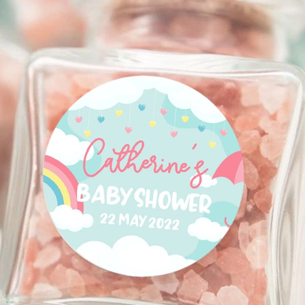 Baby Shower Rainbow Cloud Theme Stickers Cute Rainbow Cloud Custom Baby Shower Stickers Party Favours Bag Stickers Personalised Stickers