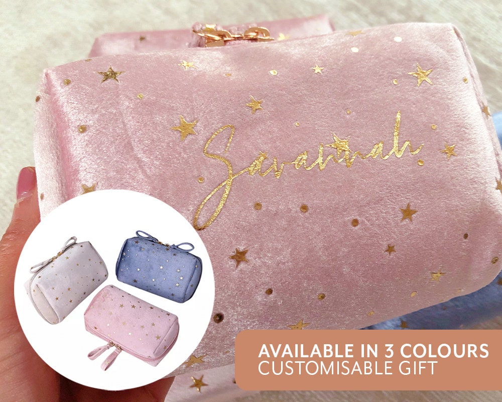 Starry Sky Velvet Travel Makeup Bag