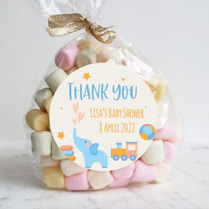 Baby Shower Cute Elephant Thank You Sticker Custom Elephant Baby Shower Stickers Favour Bag Stickers Personalised Stickers