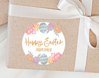 Personalised Easter Stickers Colourful Easter Egg Custom Happy Easter Party Favours Stickers Chocolate Stickers Round Stickers Australia