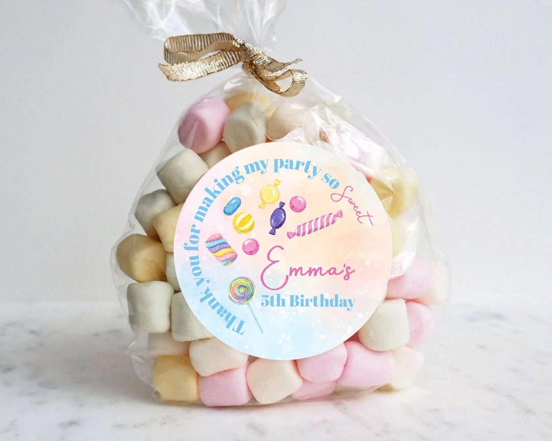 Watercolour Colourful Candy Kids Birthday Stickers Name Stickers ...