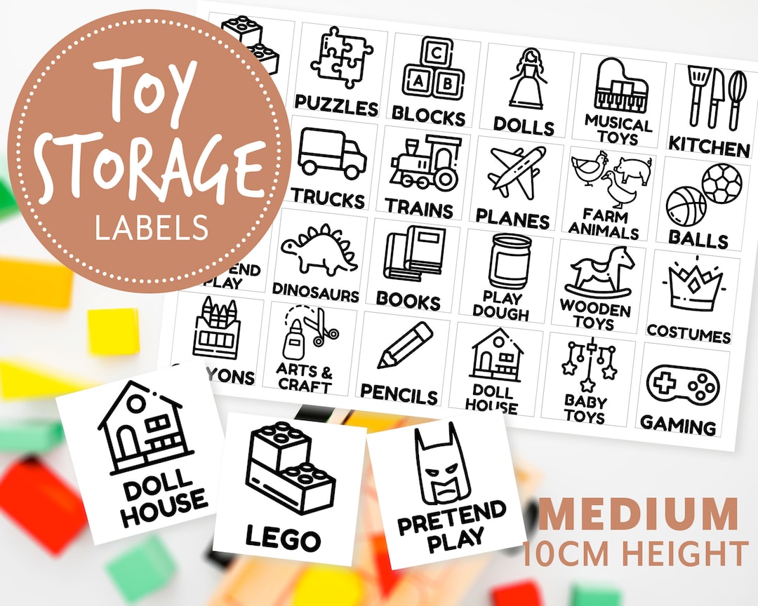 Toy Storage Label Medium 10cm Height Toy Storage Stickers Toy Box