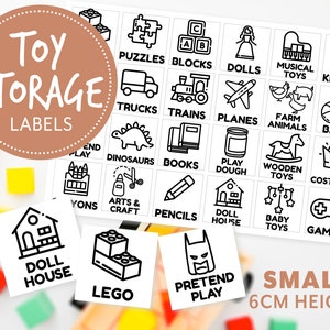 Toy Storage Labels Small 6cm Height Decal Style Toy Storage Stickers Toy Box Stickers Toy Storage Playroom Classroom Organisation