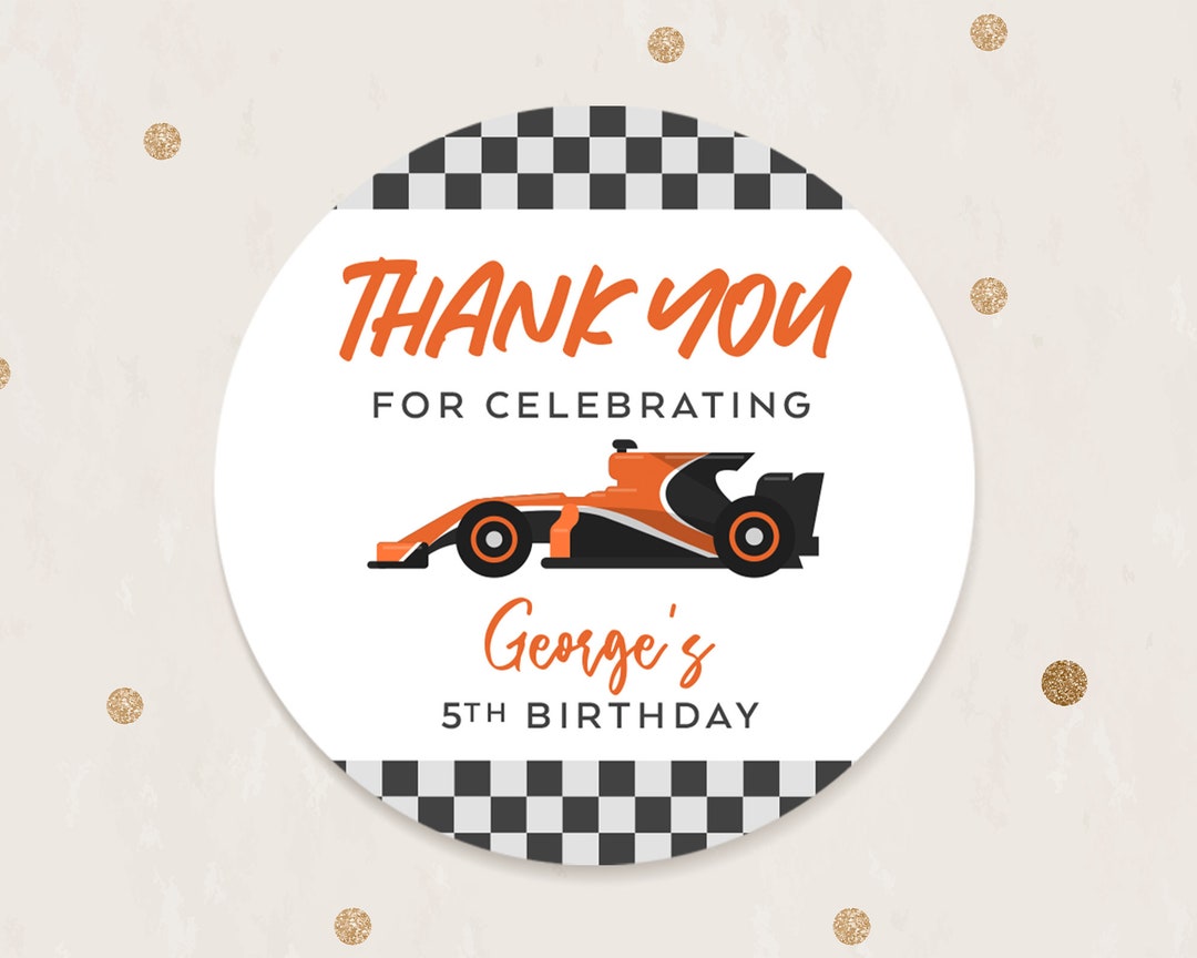 Birthday Stickers Name Stickers Racing Car Theme Stickers Personalised ...