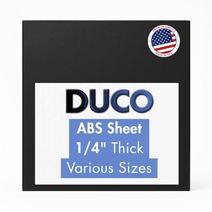 Duco USA-Made ABS Plastic Sheet 1/4 Inch Thick | Black Textured Thermoplastic Panel for DIY, Car Interior, Crafts & More