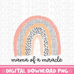 Momma Of A Miracle Polka Dot Rainbow Coral Boutique png download digital design de sublimação Designs de sublimação