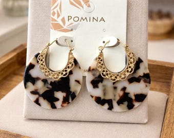 Pomina Gold Tort Round Hoop Earringd New