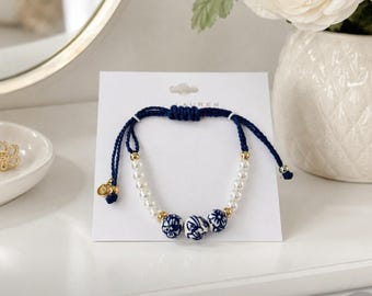 LC Lauren Conrad Blue Pearl Flower Beads New