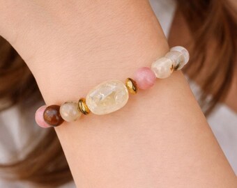 Pomina Semi Precious Beaded Stretch Bracelet New