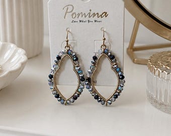 Pomina Gold Crystal Beaded Earrings New