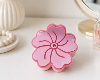 Acryl Rosa Blumen Haarkralle Clip Neu