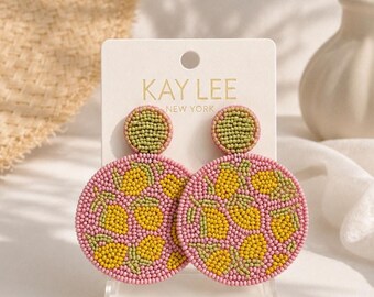 Kay Lee Pink Lemon Runde Perlen Ohrringe Neu