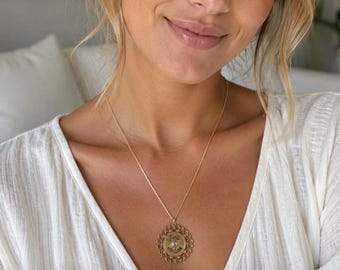 Anthropologie Gold Porta Fortuna Coin Pendent Necklace New