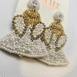 Kay Lee White Beaded Angel Earrings New image 3
