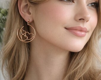 Pomina Gold Heart Round Earrings New
