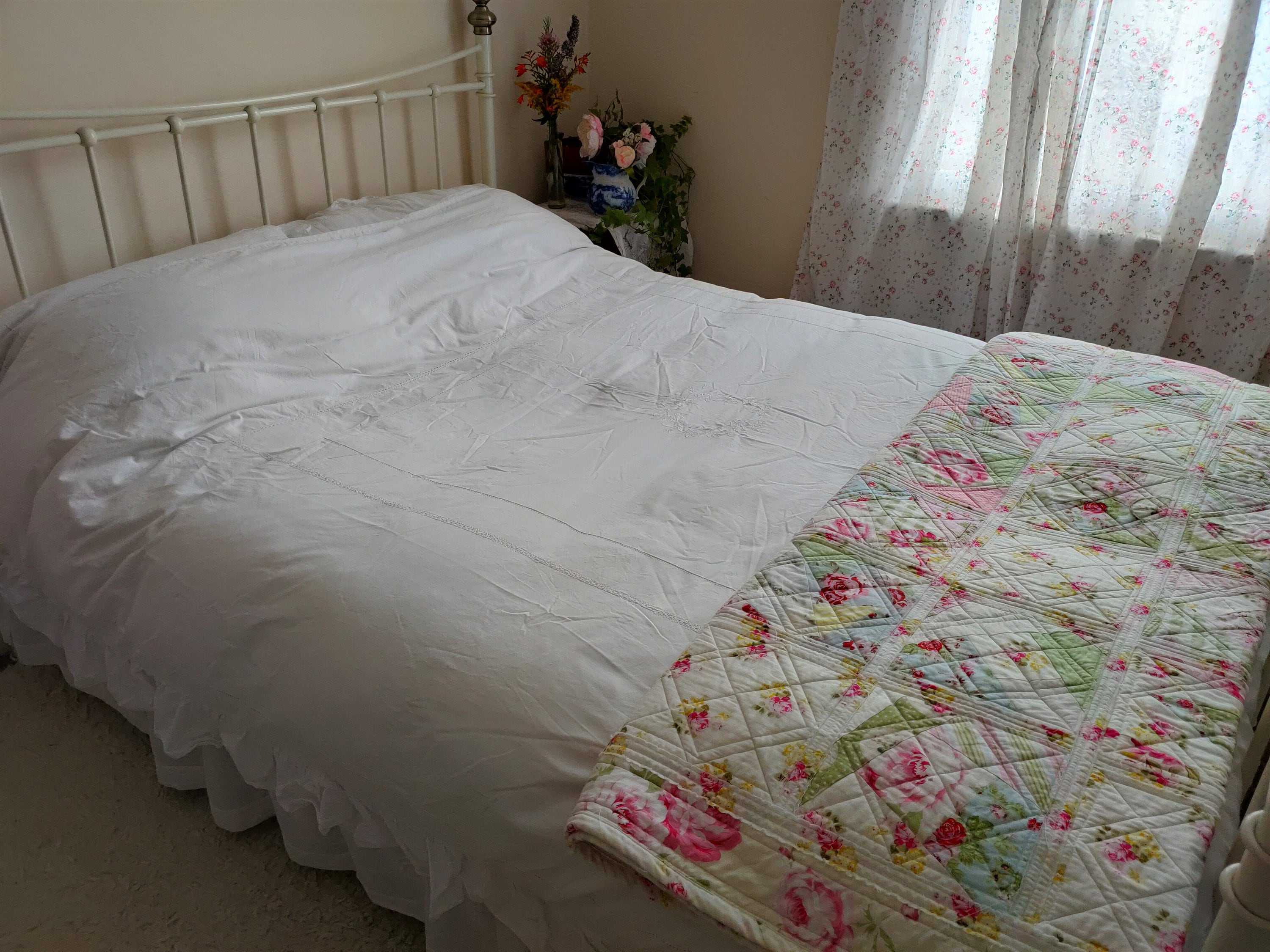 Shabby Chic Quilted Patchwork Throw Cotton Patchwork Quilt Etsy