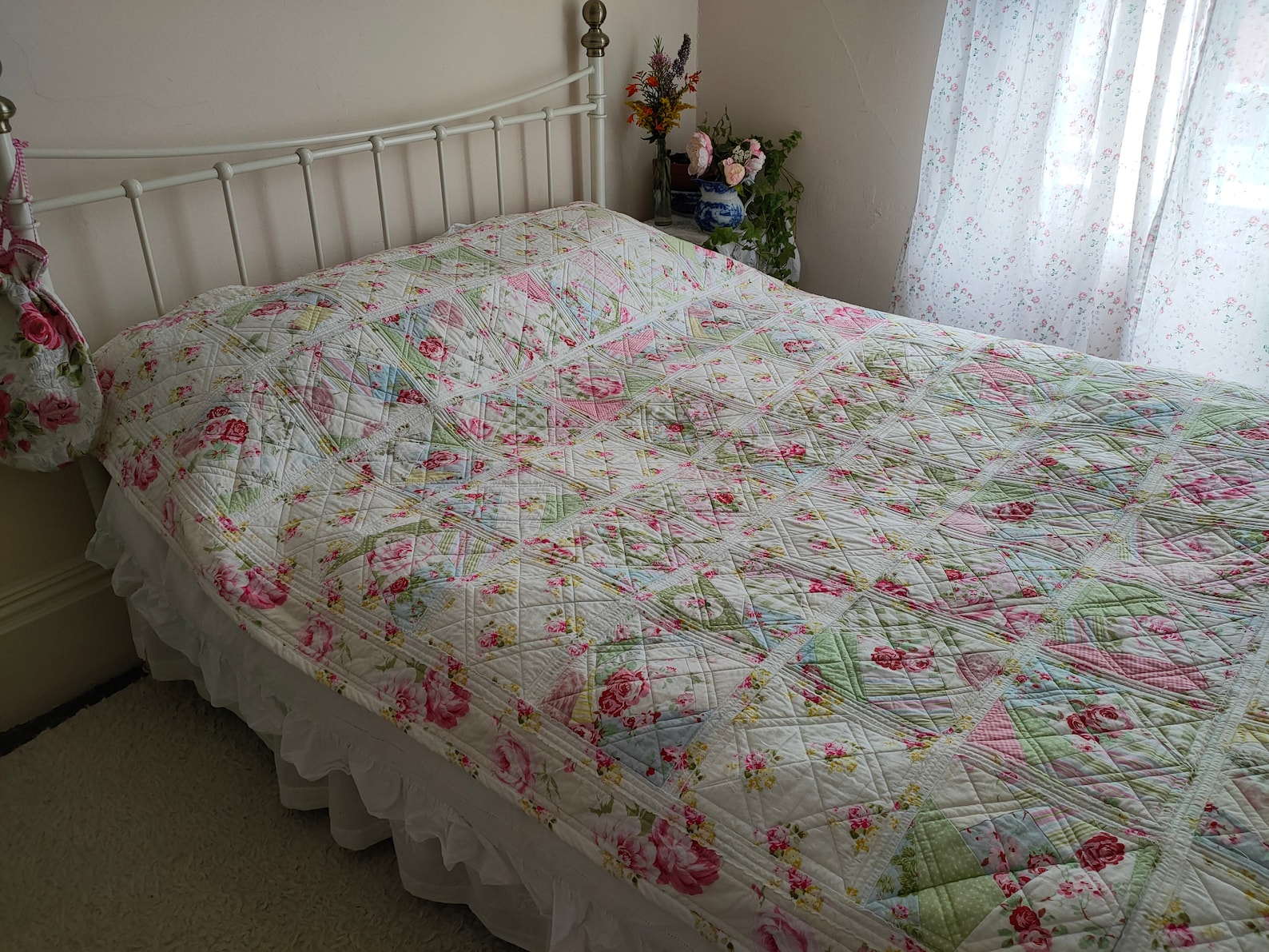 Shabby Chic Quilted Patchwork Throw Cotton Patchwork Quilt Etsy