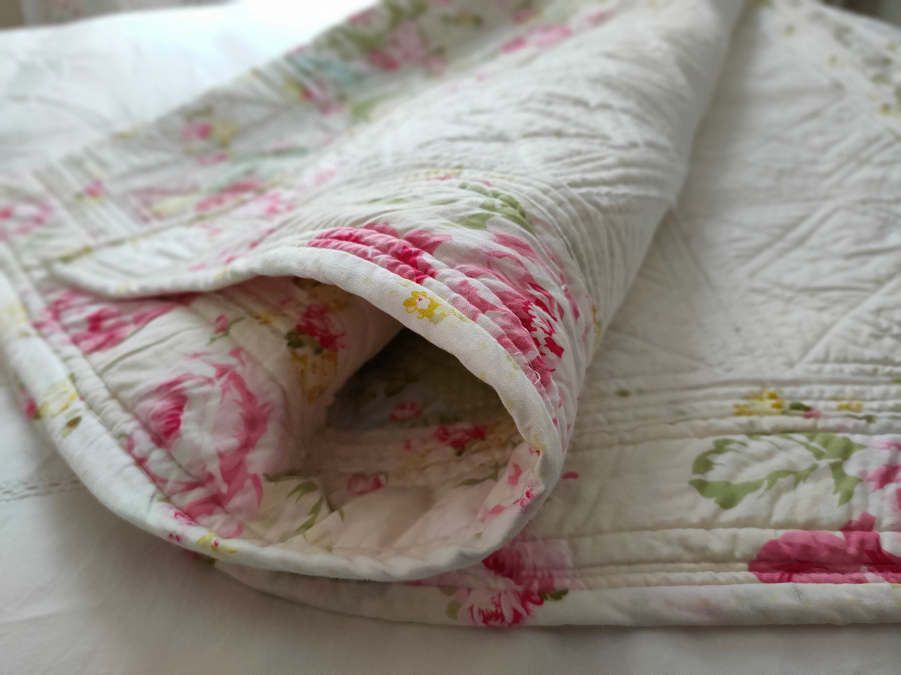 Shabby Chic Quilted Patchwork Throw Cotton Patchwork Quilt Etsy