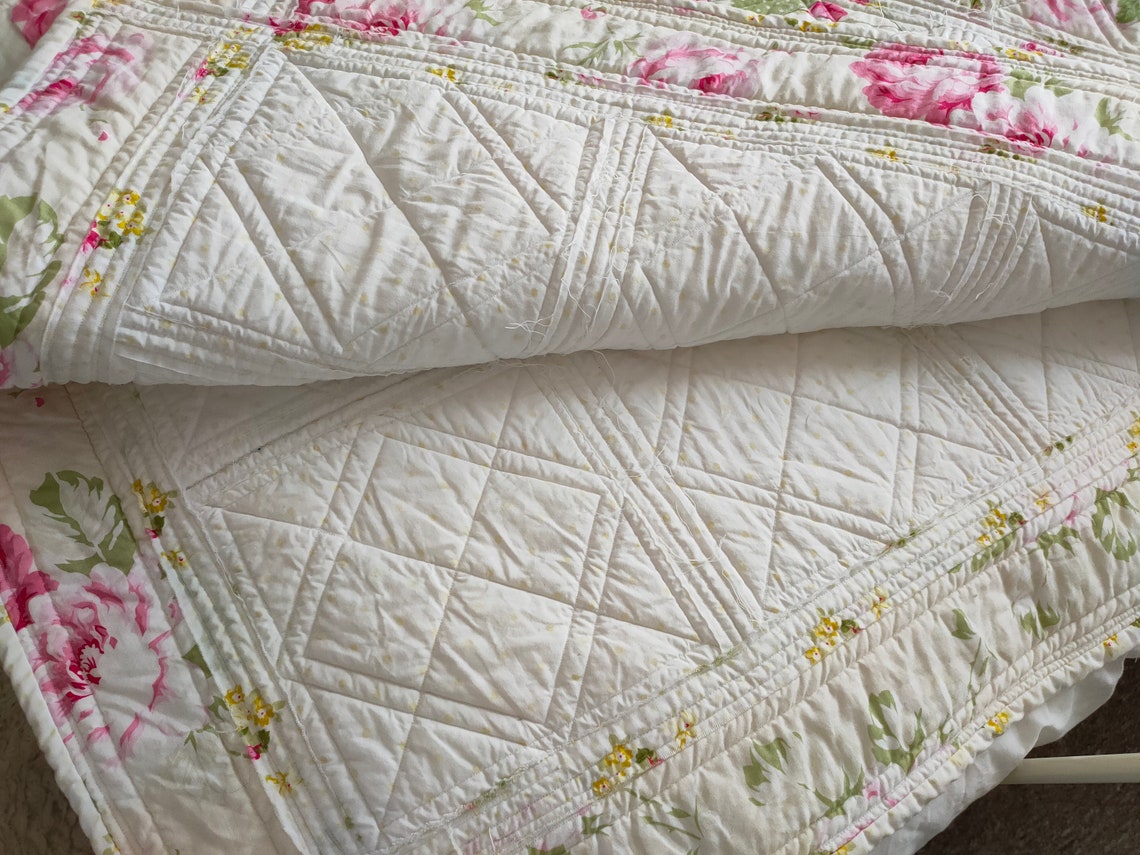 Shabby Chic Quilted Patchwork Throw Cotton Patchwork Quilt Etsy España