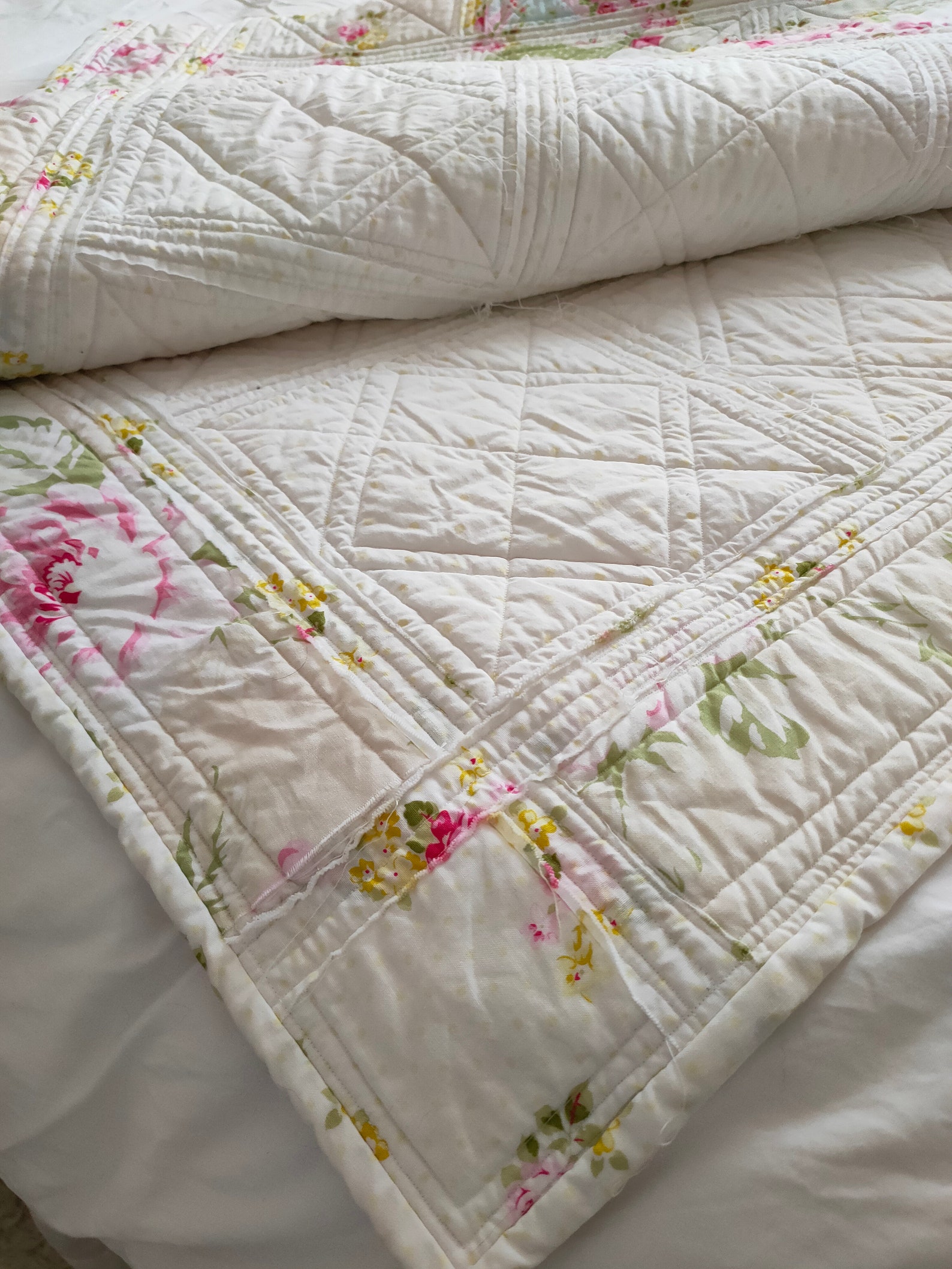 Shabby Chic Quilted Patchwork Throw Cotton Patchwork Quilt Etsy