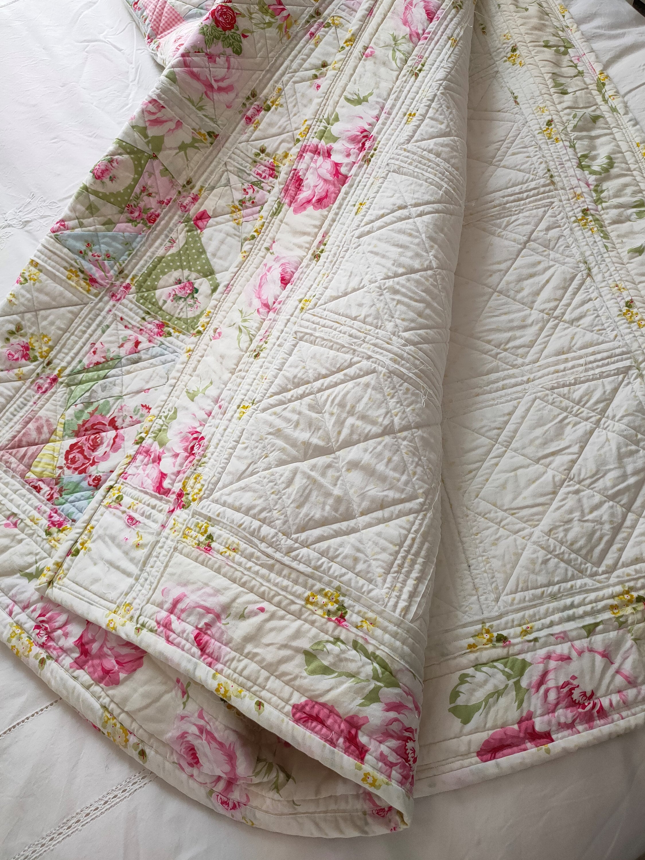 Shabby Chic Quilted Patchwork Throw Cotton Patchwork Quilt Etsy